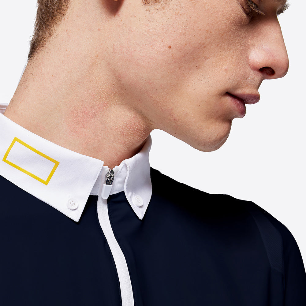 Rider’s Gene by Cavalleria Toscana Jersey Short Sleeve Zip Competition Polo Navy