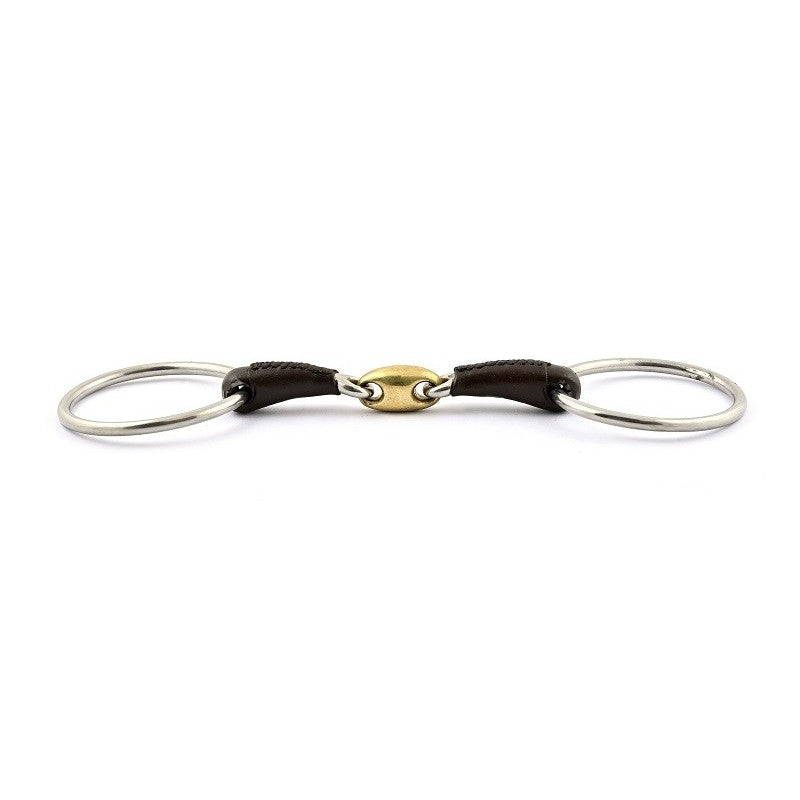 Jump'In French mouth loose ring leather covered bit