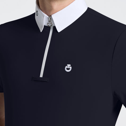 Cavalleria Toscana Men’s Short Sleeve Competition Shirt with High Collar