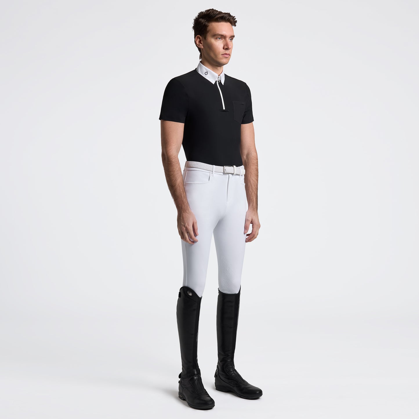 Cavalleria Toscana Men's Short Sleeve Competition Shirt with Pocket White