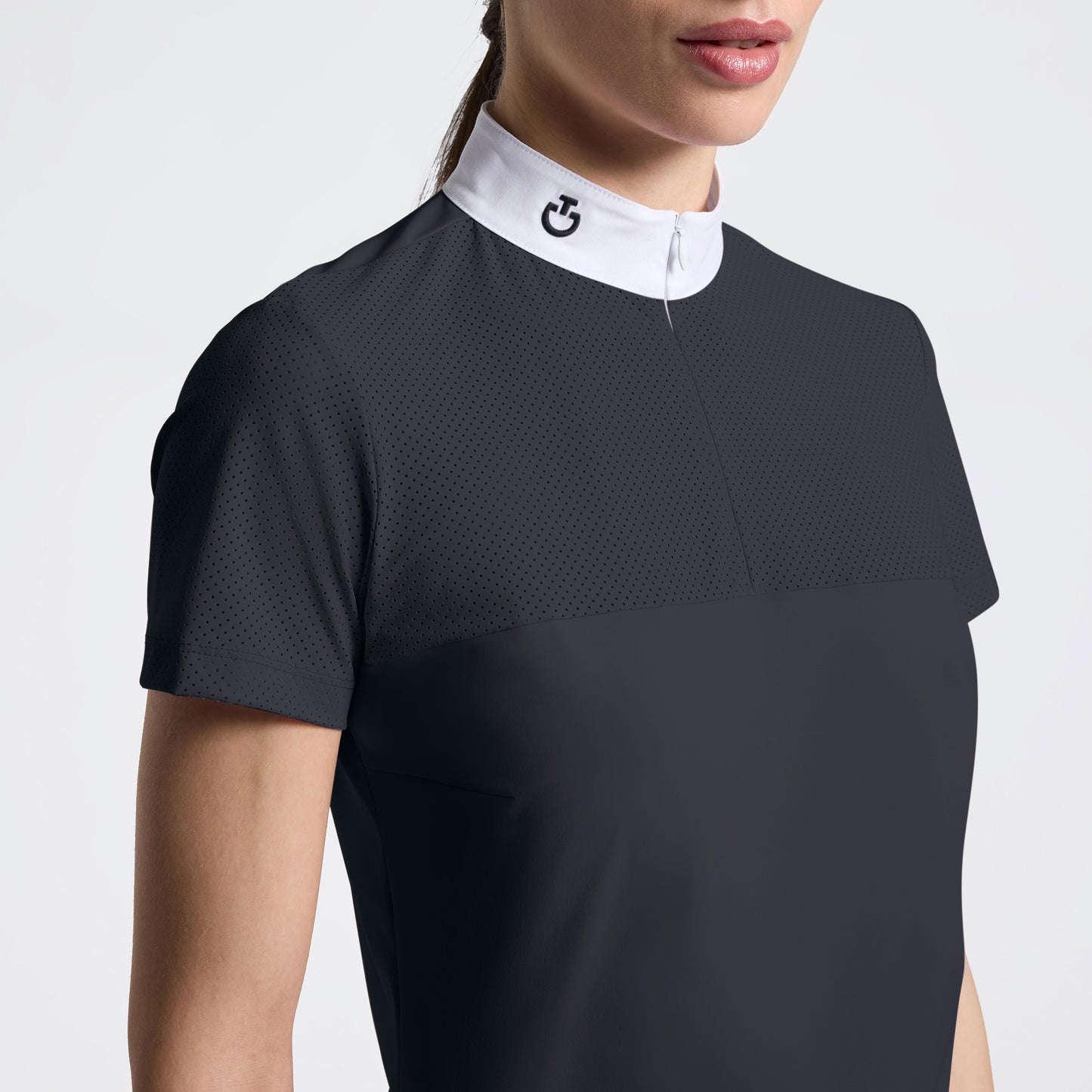 Cavalleria Toscana Women's Short Sleeve Perforated Riding Shirt
