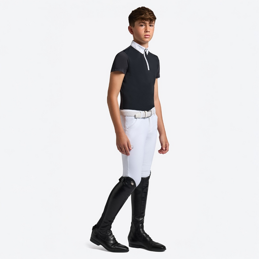 Rider’s Gene by Cavalleria Toscana Micro Perforated Jersey Competition Zip Shirt for Kids