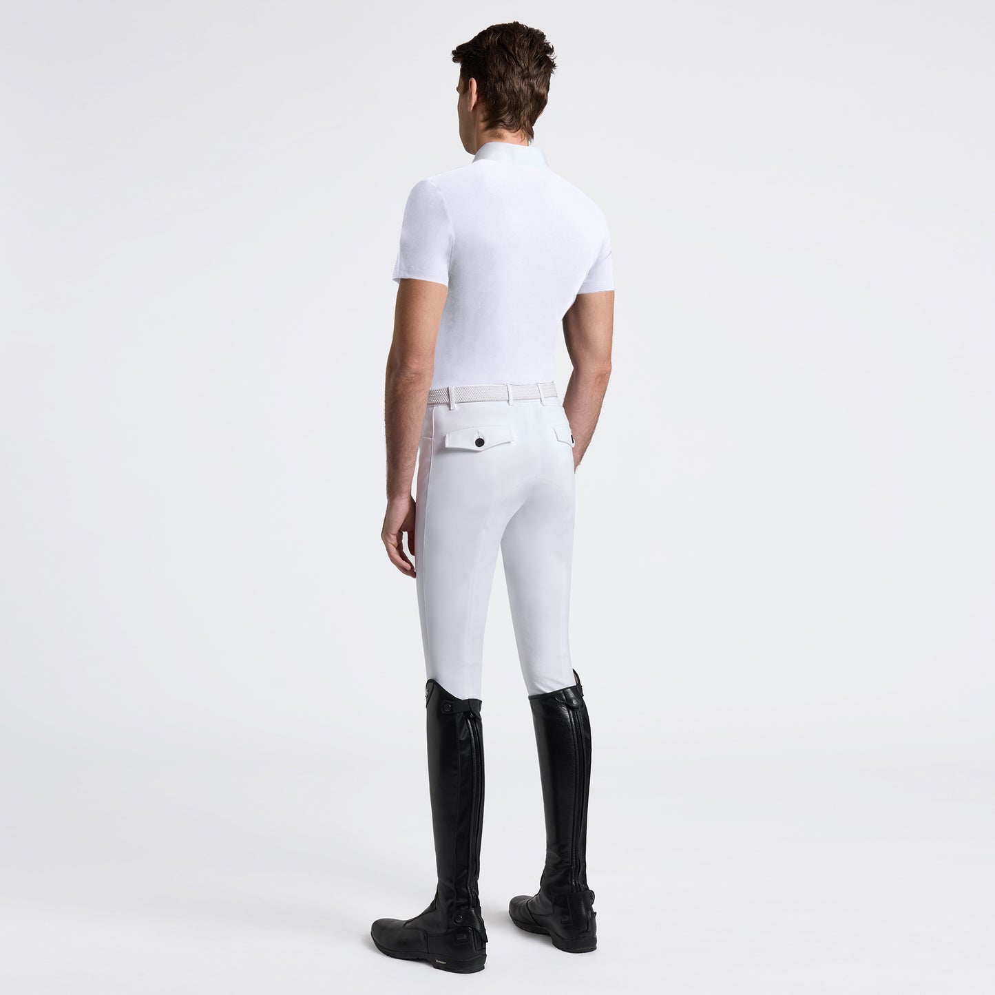 Cavalleria Toscana Men's Short Sleeve Competition Shirt with Pocket White