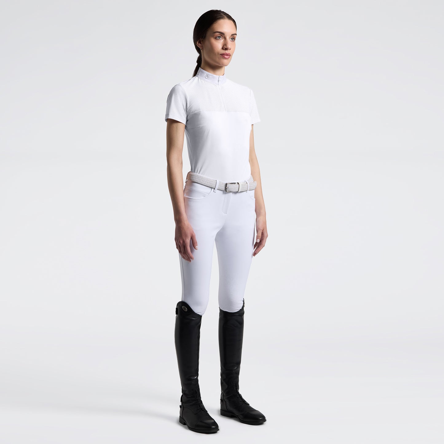 Cavalleria Toscana Women's Short Sleeve Perforated Riding Shirt
