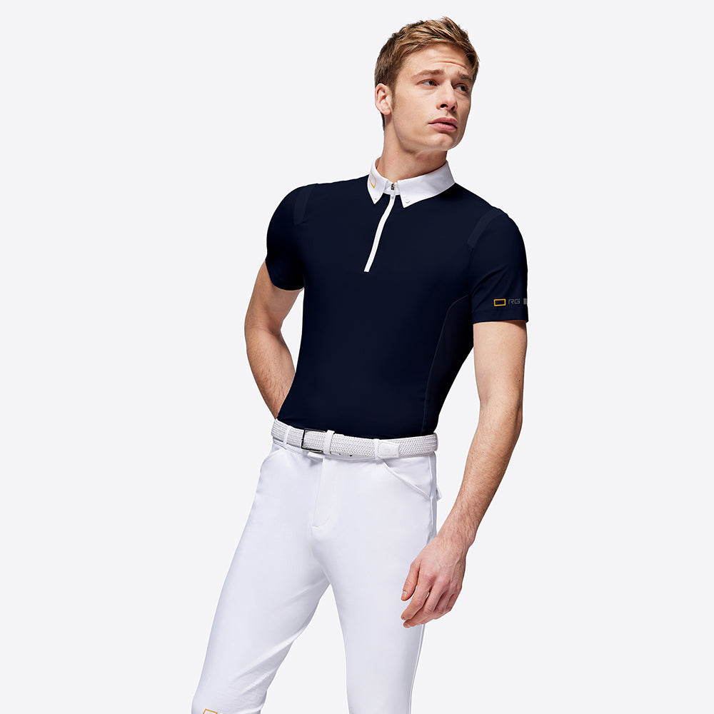 Rider’s Gene by Cavalleria Toscana Jersey Short Sleeve Zip Competition Polo Navy