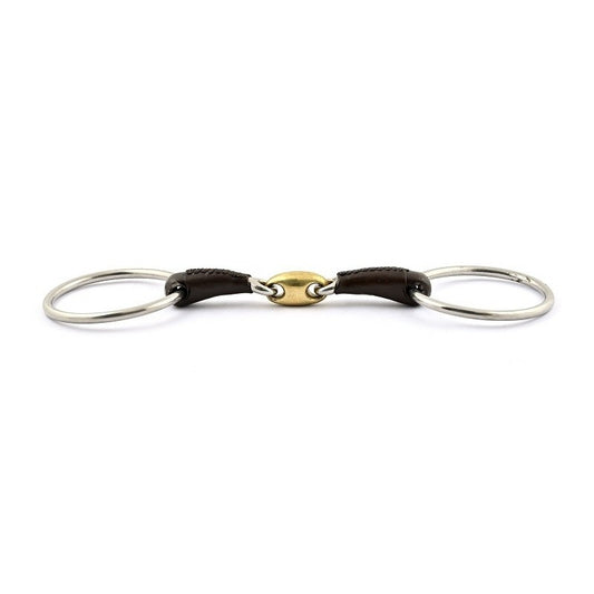 Jump'In French mouth loose ring leather covered bit