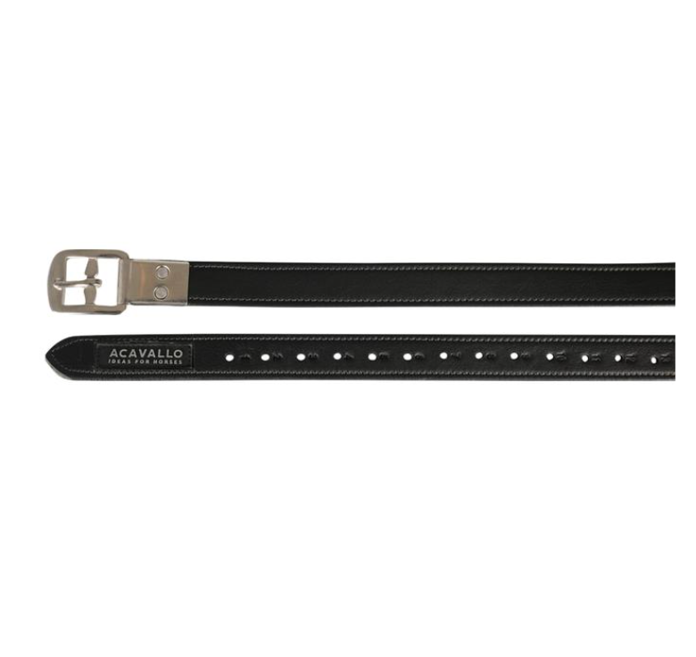 Acavallo stirrup leathers in full-grain calfskin with encased stainless steel buckle. Durable and practical.