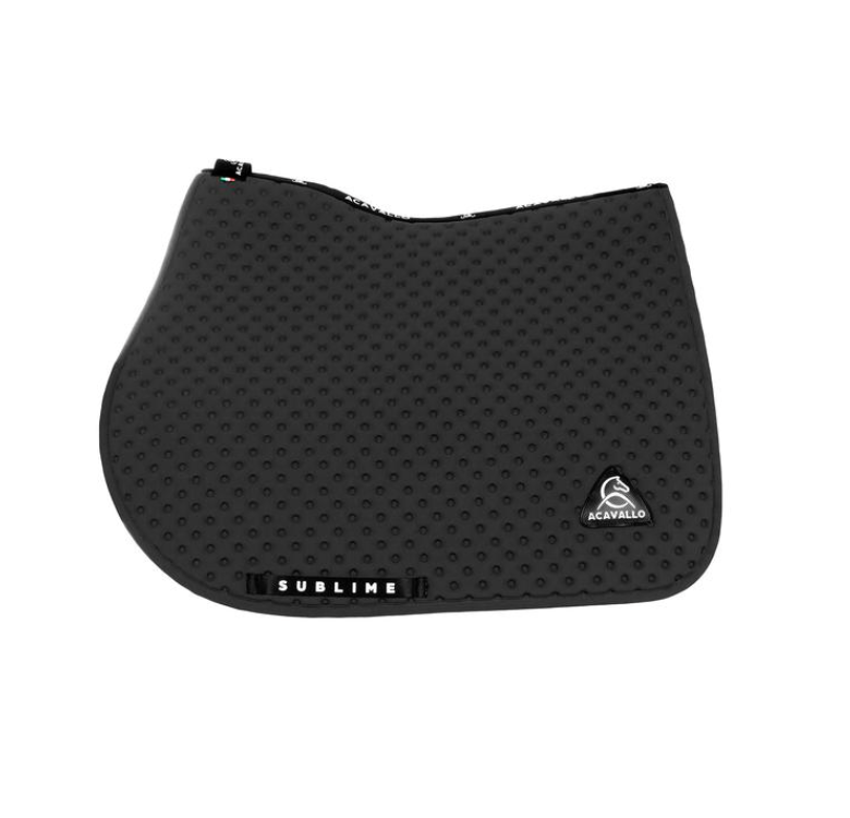 Acavallo Point jumping saddle pad Black. In thermoformed technical fabric and bamboo fibres