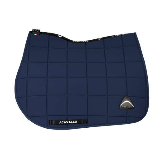 Acavallo Square jumping saddle pad Navy. In thermoformed technical fabric and bamboo fibres