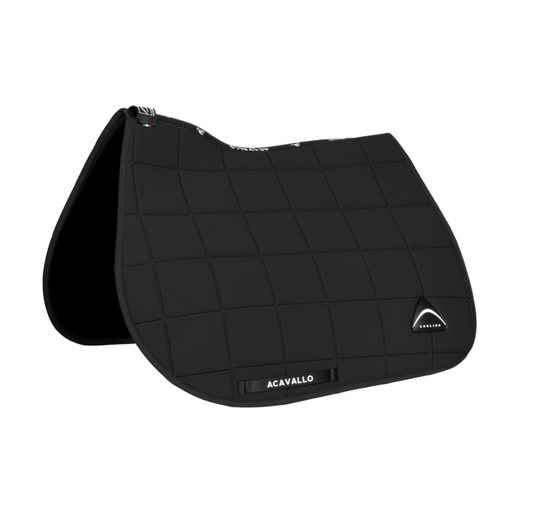 Acavallo Square jumping saddle pad Black. In thermoformed technical fabric and bamboo fibres