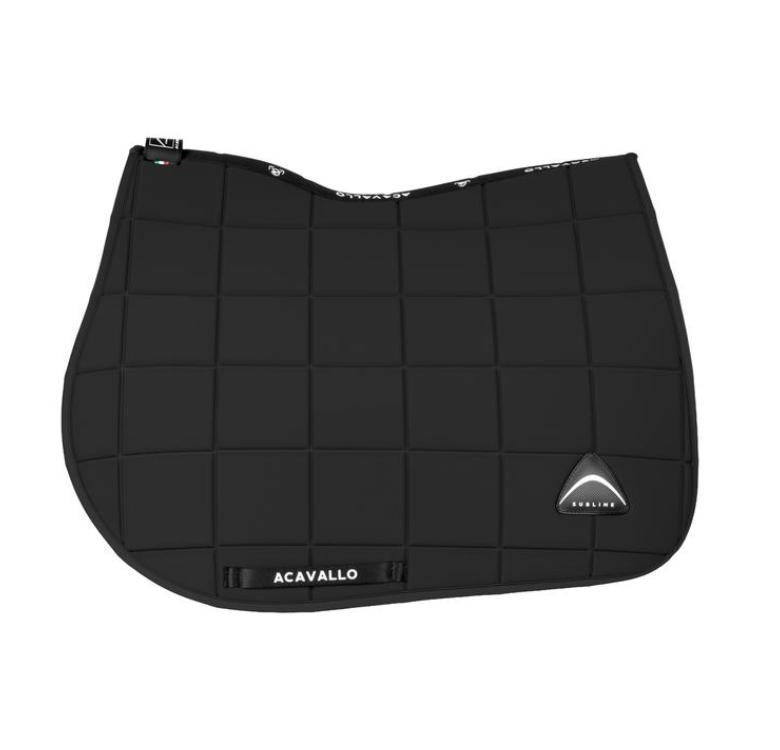 Acavallo Square jumping saddle pad Black. In thermoformed technical fabric and bamboo fibres