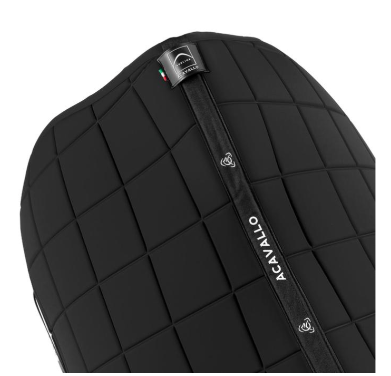 Acavallo Square jumping saddle pad Black. In thermoformed technical fabric and bamboo fibres