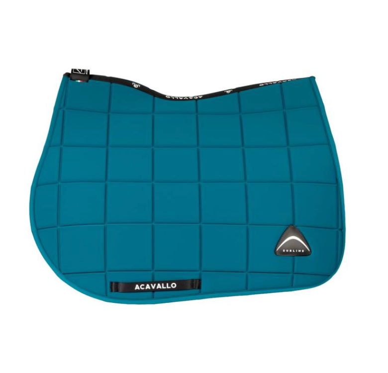 Acavallo Square jumping saddle pad Petrol. In thermoformed technical fabric and bamboo fibres