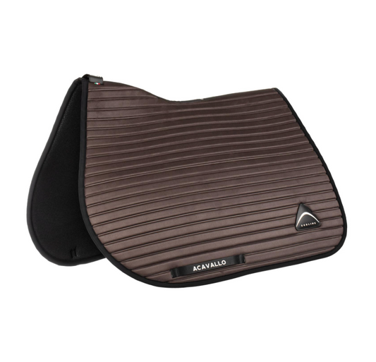 Acavallo Stripe suede jumping saddle pad Brown. In thermoformed Louvre and bamboo fibers