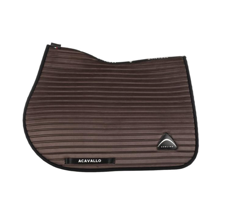 Acavallo Stripe suede jumping saddle pad Brown. In thermoformed Louvre and bamboo fibers